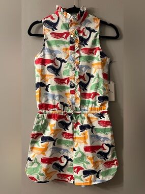 Classic Prep Girls Sleeveless Dixie Whale Watch Romper